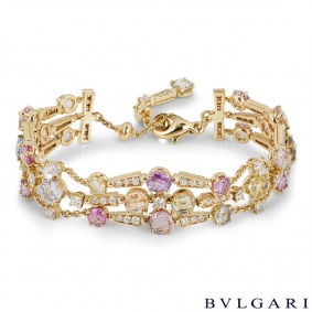 Bvlgari Yellow Gold Sapphire and Diamond Rosette Bracelet Bvlgari Yellow Gold Sapphire and Diamond Rosette Bracelet